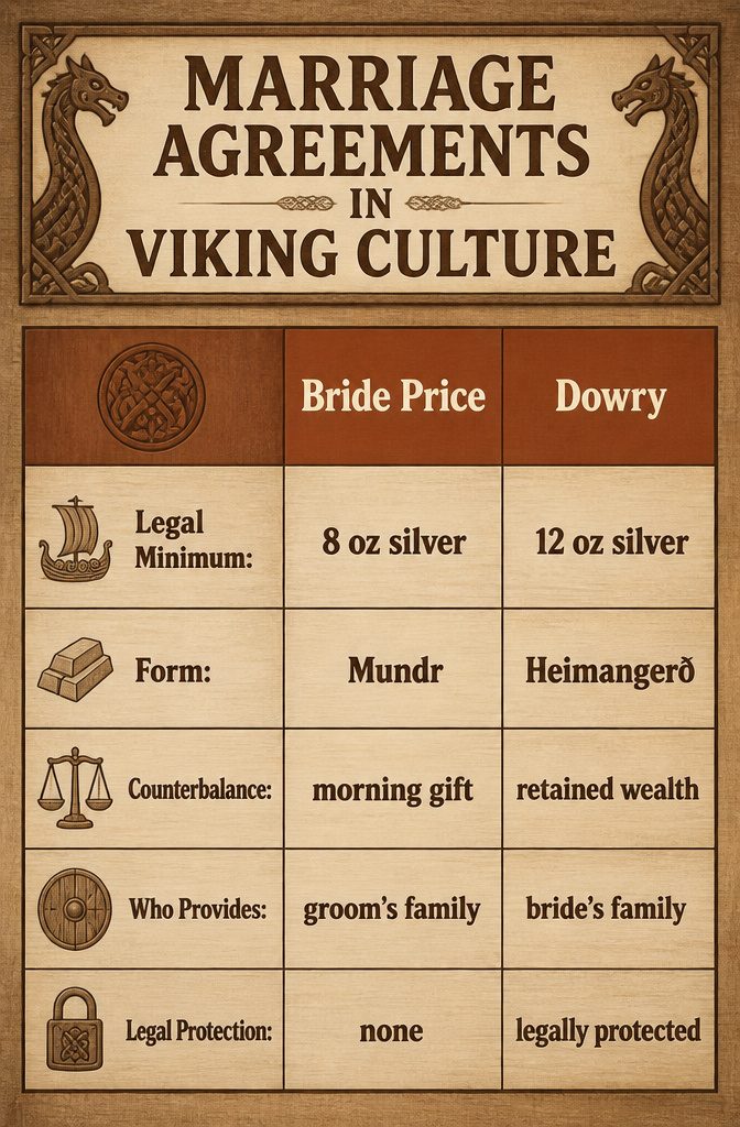 Norse Wedding Traditions: Rituals From Betrothal to Feast 1 An information image titled 'Marriage Agreements in Viking Culture'.
