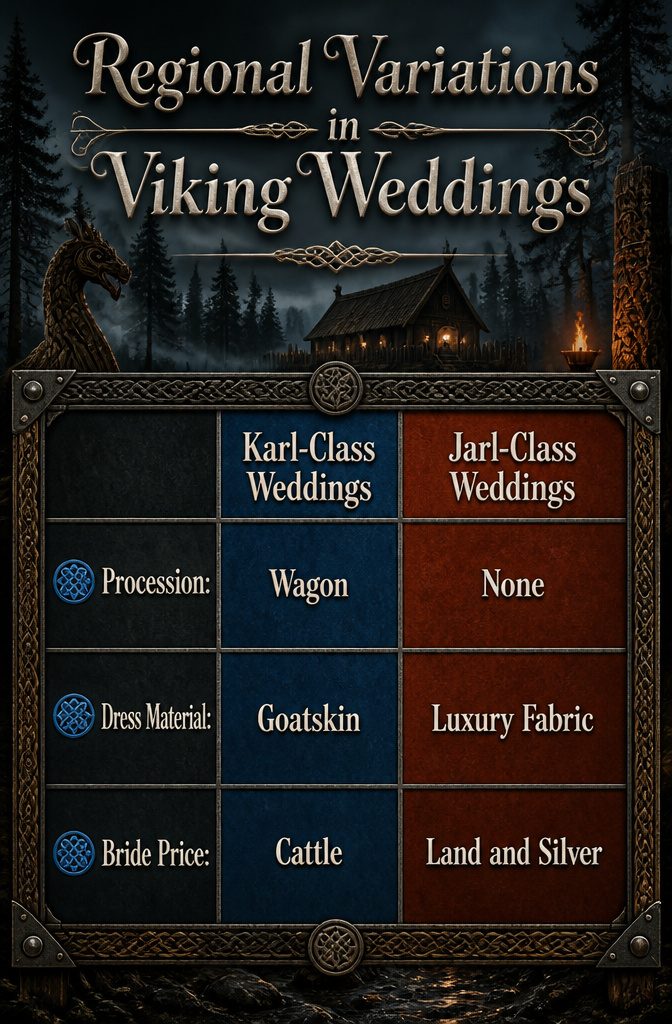 Norse Wedding Traditions: Rituals From Betrothal to Feast 8 An information image titled 'Regional Variations in Viking Weddings'.
