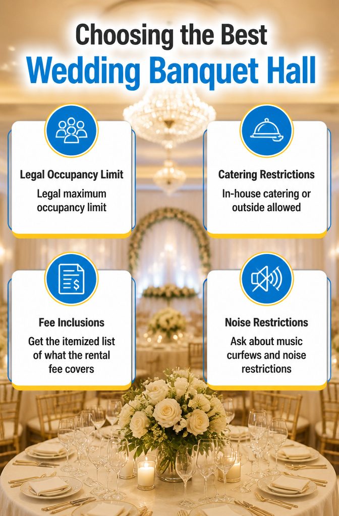 Checklist for selecting the ideal wedding banquet hall.