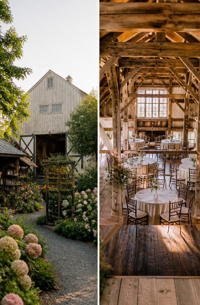 10 Vintage Wedding Venues in Indiana for a Classic Celebration 2 Restored dairy barn at The Destination in Salem, Indiana, with loft space.