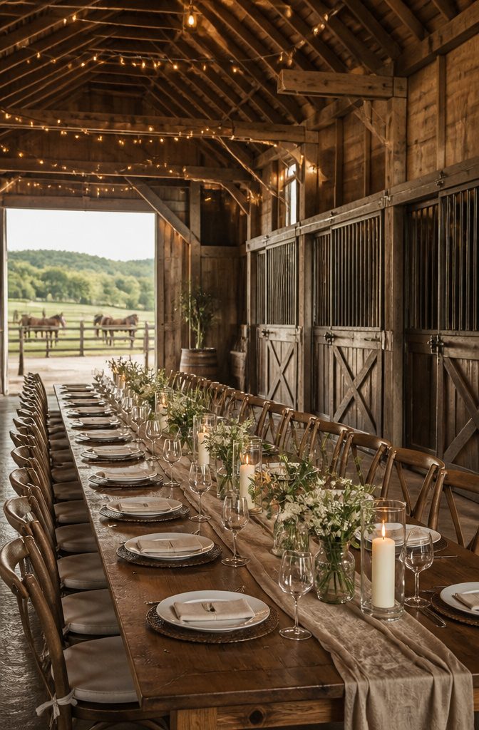 10 Vintage Wedding Venues in Indiana for a Classic Celebration 10 Barn interiors of Sycamore Farm Bloomington featuring Indiana Poplar wood.